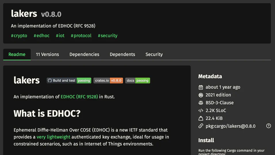 Lakers: production-grade EDHOC for the IoT, in Rust
