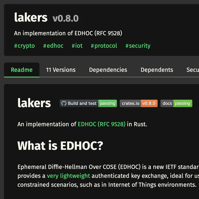 Lakers: production-grade EDHOC for the IoT, in Rust