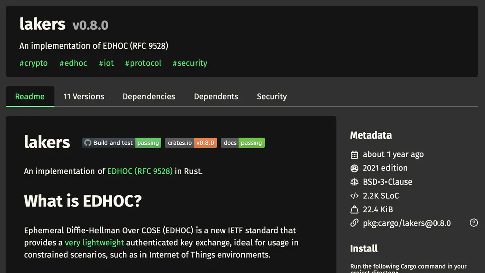 Lakers: production-grade EDHOC for the IoT, in Rust